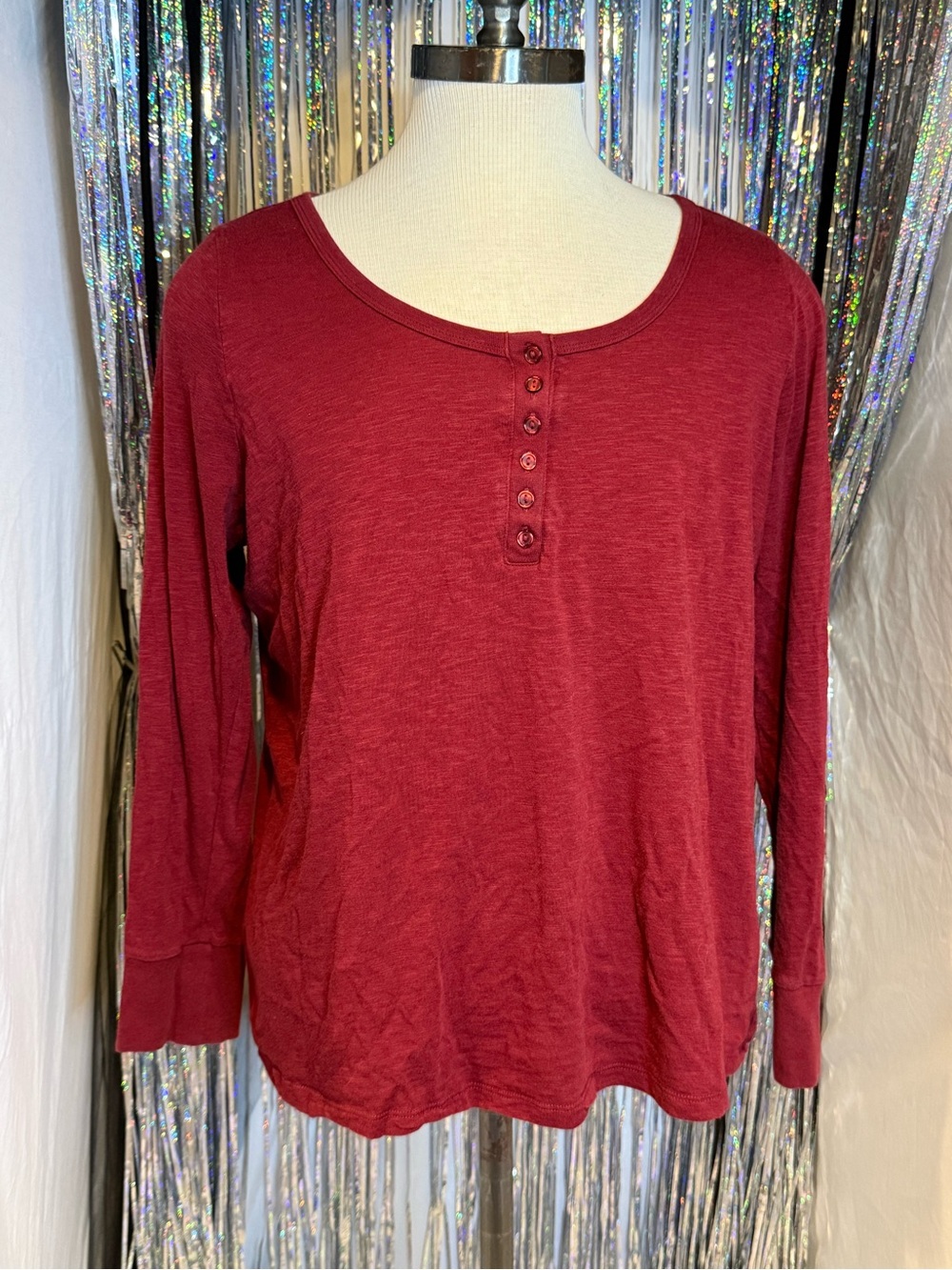 torrid Burgundy Long Sleeve Henley Top